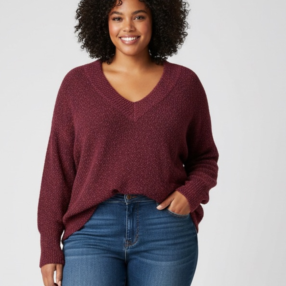Ava & Viv Burgundy Knit Sweater Sz X